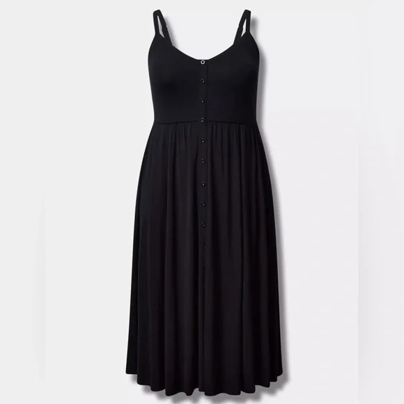 NWT Torrid Black Supersoft Button-Front Midi Dress - Torrid Size 3 (22-24, 3X) - Picture 2 of 16